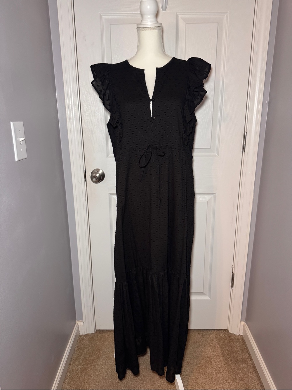 India Collection by Emerson Fry Surya - Black Swiss Dot Dress - Picture 2 of 16